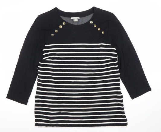 Womens UK Size 14 Zara Black Basic T-Shirt