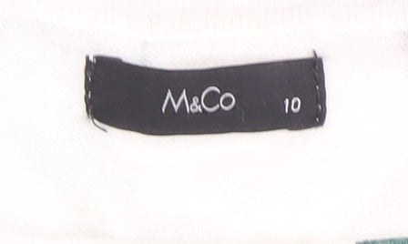 Womens UK Size 10 M&Co White Basic T-Shirt