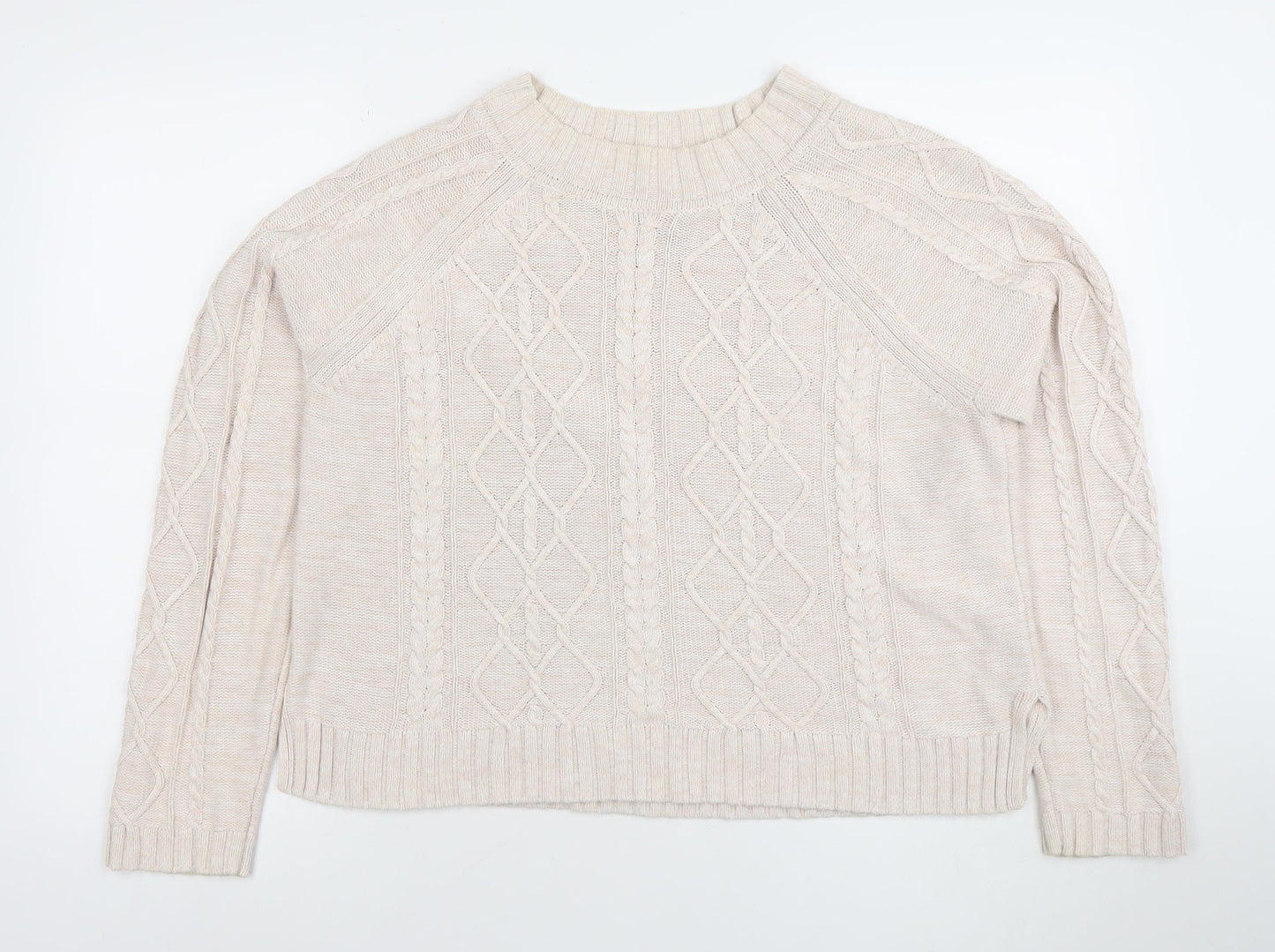 GAP Women's Beige Cable-Knit Cotton Jumper Size L