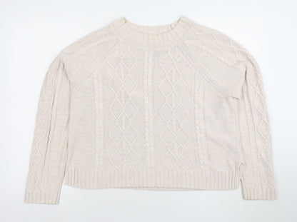 GAP Women's Beige Cable-Knit Cotton Jumper Size L