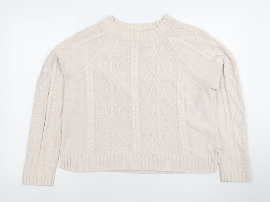 GAP Women's Beige Cable-Knit Cotton Jumper Size L