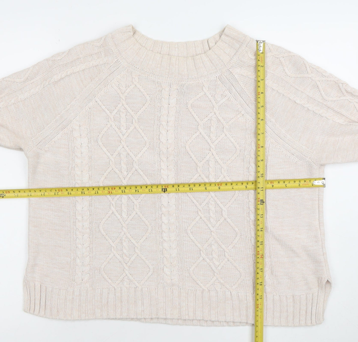 GAP Women's Beige Cable-Knit Cotton Jumper Size L