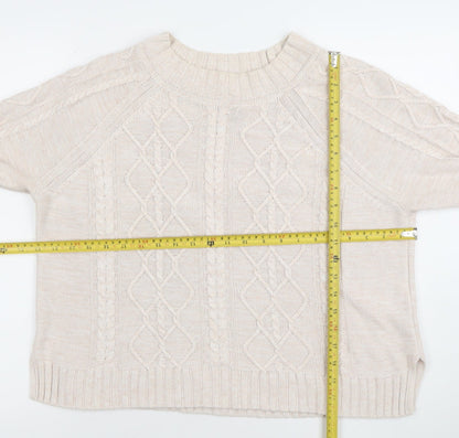 GAP Women's Beige Cable-Knit Cotton Jumper Size L