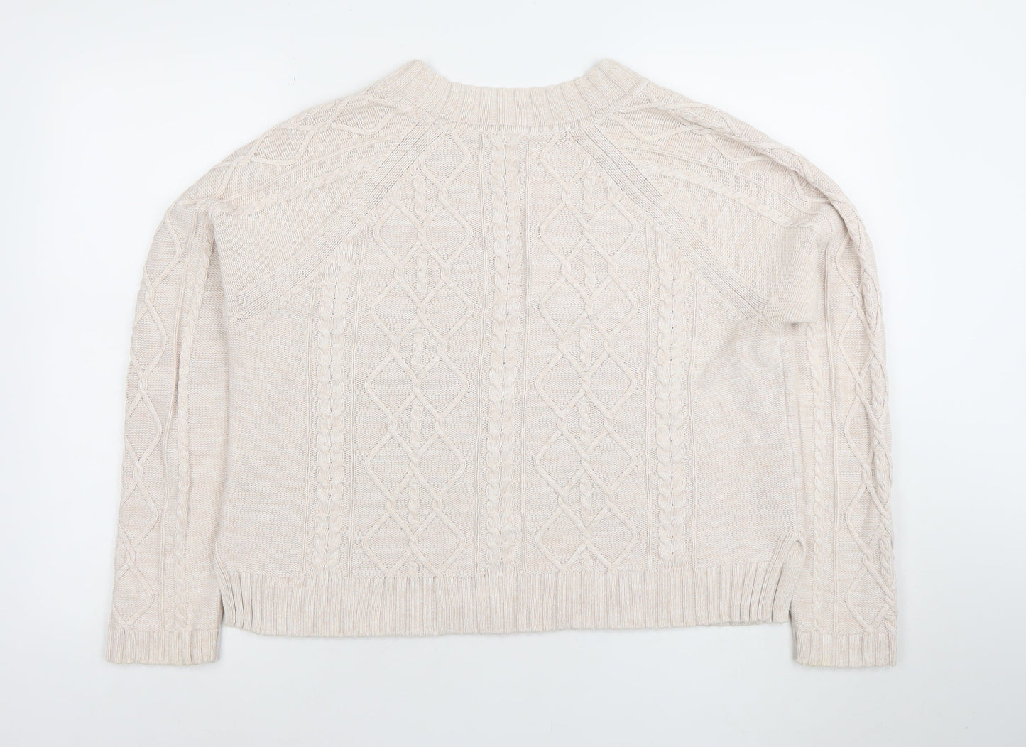 GAP Women's Beige Cable-Knit Cotton Jumper Size L