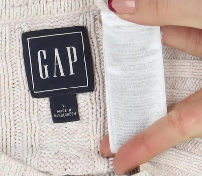 GAP Women's Beige Cable-Knit Cotton Jumper Size L