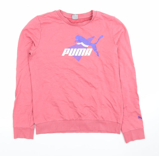 Puma Women Pink Crew Neck Long Sleeve Pullover Sweatshirt Size S