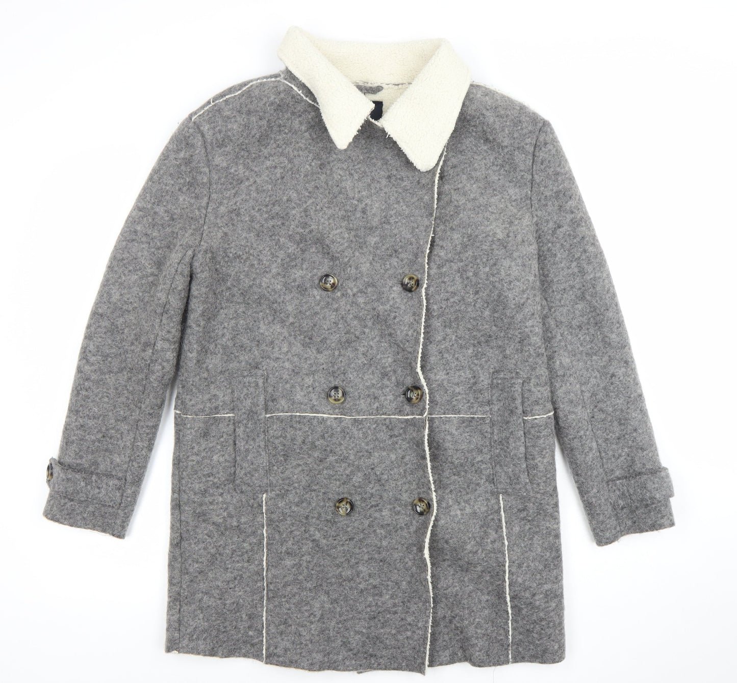 Womens UK Size M Zara Grey Pea Coat