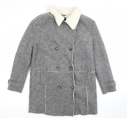 Womens UK Size M Zara Grey Pea Coat