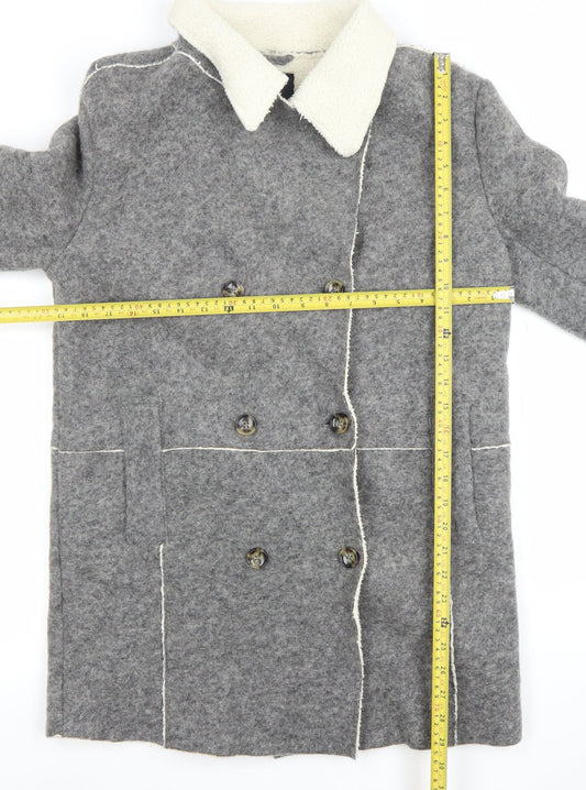 Womens UK Size M Zara Grey Pea Coat