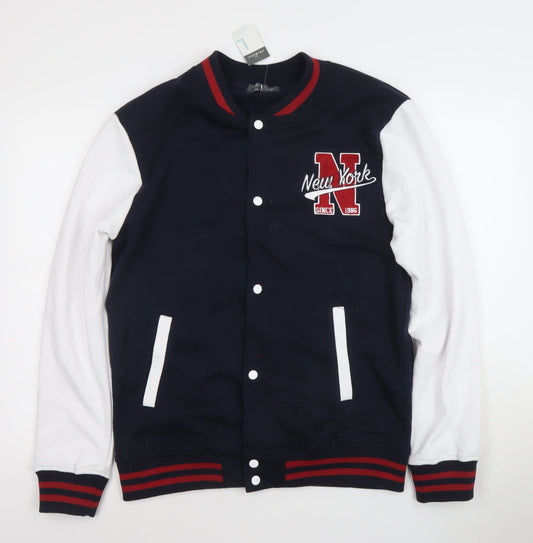 Primark Men's Blue Varsity Jacket Large New York College Style