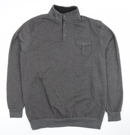Mens UK Size 2XL J.J. Willis Grey Henley Sweatshirt