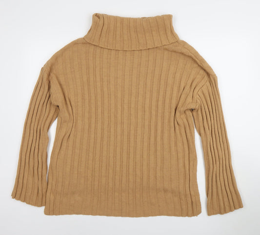 Primark Women’s Beige Roll Neck Ribbed Knit Jumper XS
