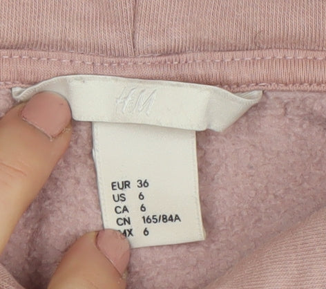 H&M Women’s Pink Pullover Hoodie Size 8 Cotton Blend Casual