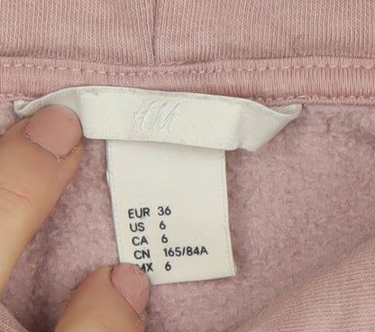 H&M Women’s Pink Pullover Hoodie Size 8 Cotton Blend Casual