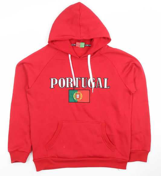 Mens UK Size L Força Portugal Red Pullover Hoodie