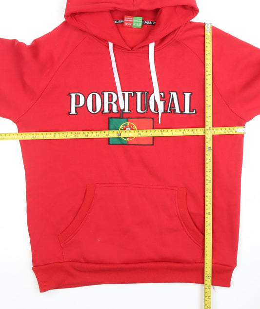 Mens UK Size L Força Portugal Red Pullover Hoodie