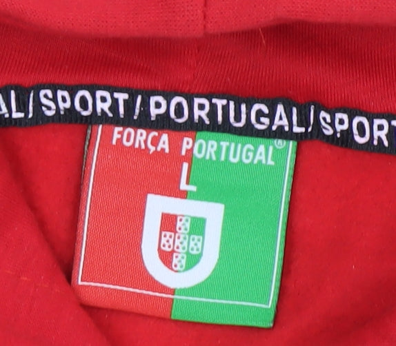 Mens UK Size L Força Portugal Red Pullover Hoodie
