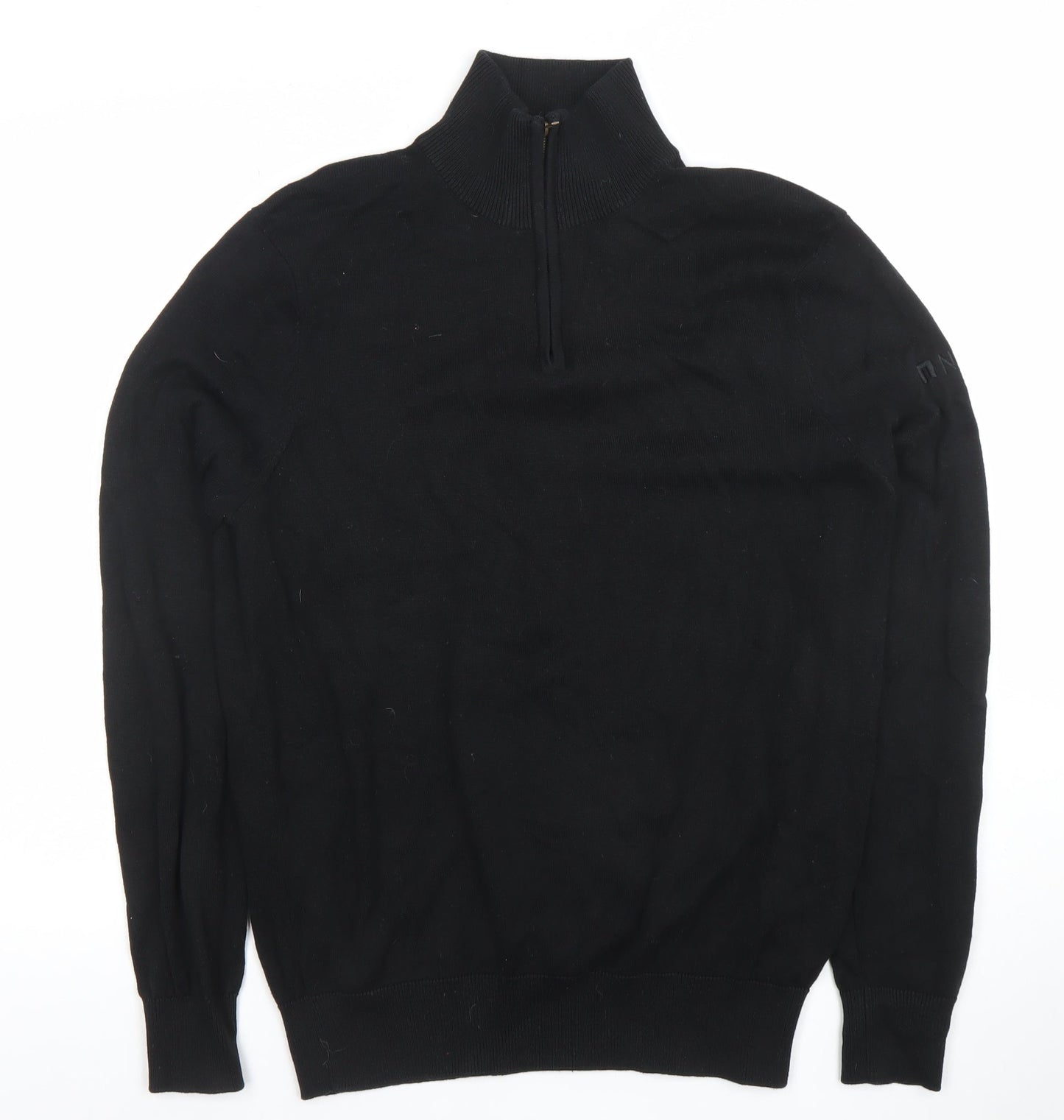 Henbury Men’s Black 1/4 Zip High Neck Cotton Acrylic Jumper M
