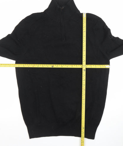Henbury Men’s Black 1/4 Zip High Neck Cotton Acrylic Jumper M