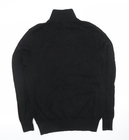 Henbury Men’s Black 1/4 Zip High Neck Cotton Acrylic Jumper M