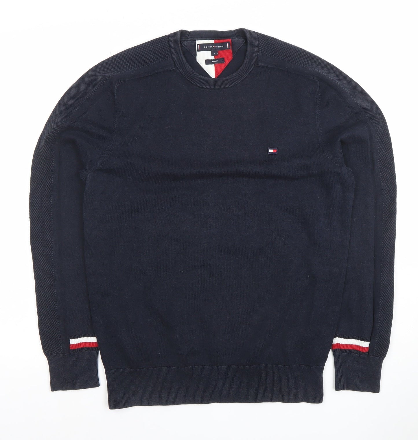 Tommy Hilfiger Men’s Navy Blue Crew Neck Cotton Jumper Size S