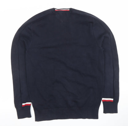 Tommy Hilfiger Men’s Navy Blue Crew Neck Cotton Jumper Size S