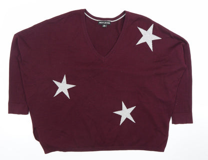 Womens UK Size M DKNY JEANS Red Pullover Jumper