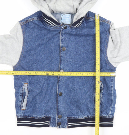 Primark Boys Blue Denim Varsity Hooded Jacket 13-14 Years