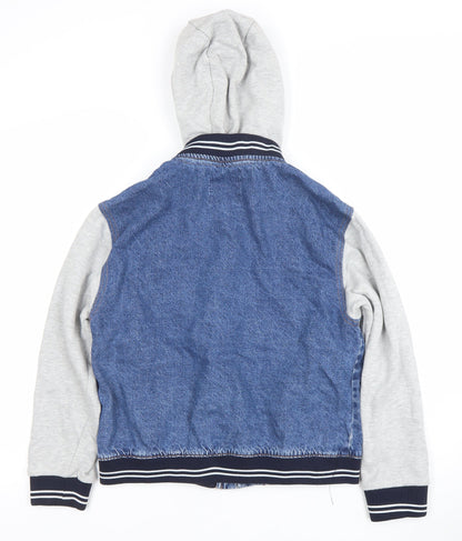 Primark Boys Blue Denim Varsity Hooded Jacket 13-14 Years