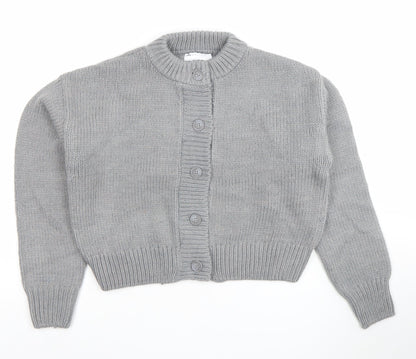 ASOS Women Grey Chunky Knit Crew Neck Button Cardigan Size S