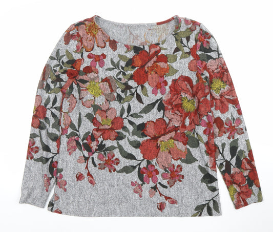 Nutmeg Womens Multicoloured Floral Long Sleeve Jersey Blouse Size 14