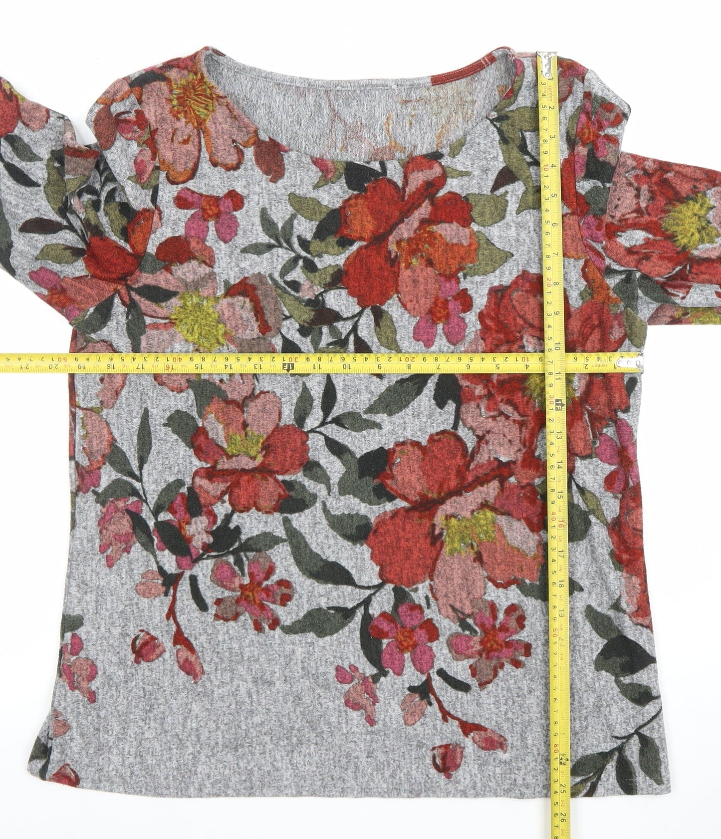 Nutmeg Womens Multicoloured Floral Long Sleeve Jersey Blouse Size 14