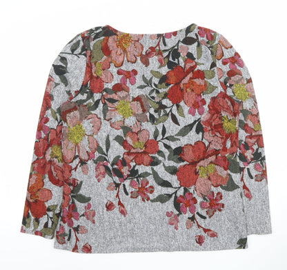 Nutmeg Womens Multicoloured Floral Long Sleeve Jersey Blouse Size 14