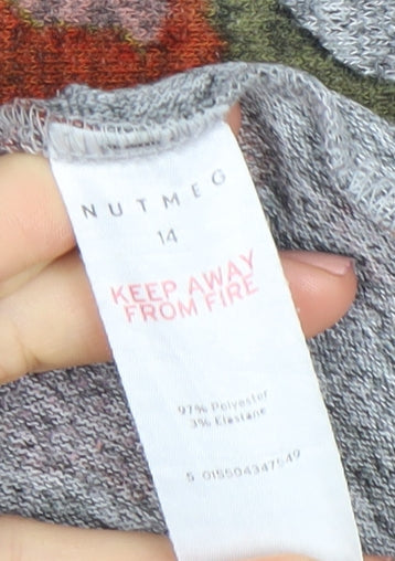 Nutmeg Womens Multicoloured Floral Long Sleeve Jersey Blouse Size 14