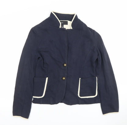 Mango Women Blue Regular Fit Two-Button Blazer Jacket M