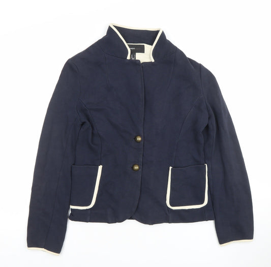 Mango Women Blue Regular Fit Two-Button Blazer Jacket M