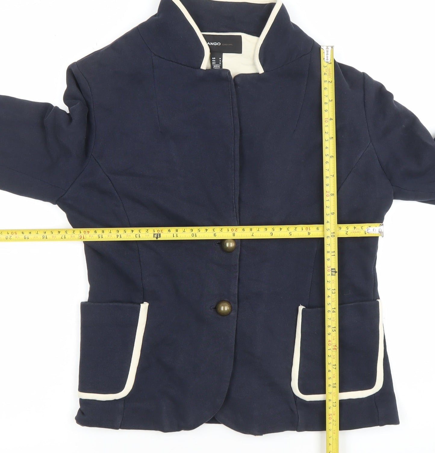 Mango Women Blue Regular Fit Two-Button Blazer Jacket M