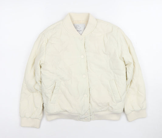 TU Girls Ivory Quilted Bomber Jacket 9-10 Years Lined Polyester Winter Coat