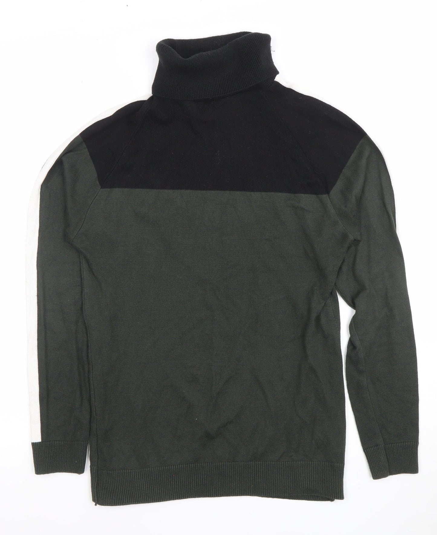 River Island Men's Black Roll Neck Cotton Knit Jumper Size S