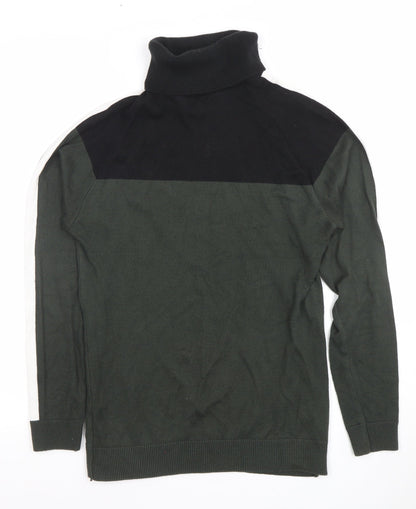 River Island Men's Black Roll Neck Cotton Knit Jumper Size S