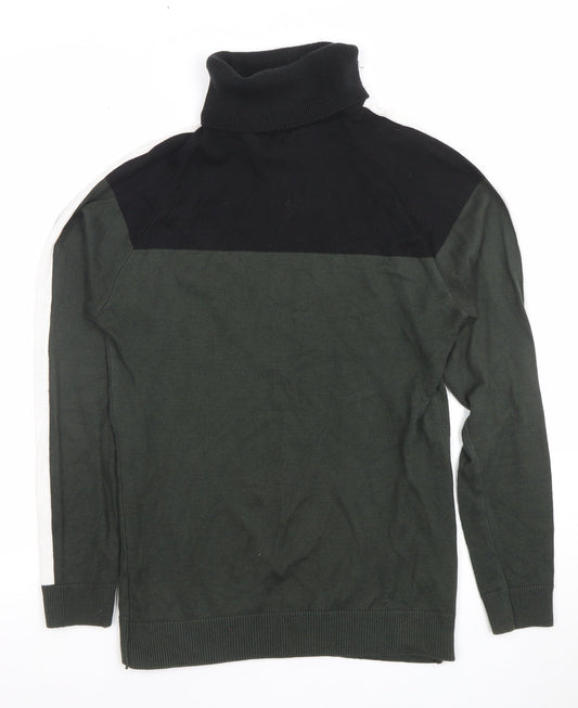 River Island Men's Black Roll Neck Cotton Knit Jumper Size S