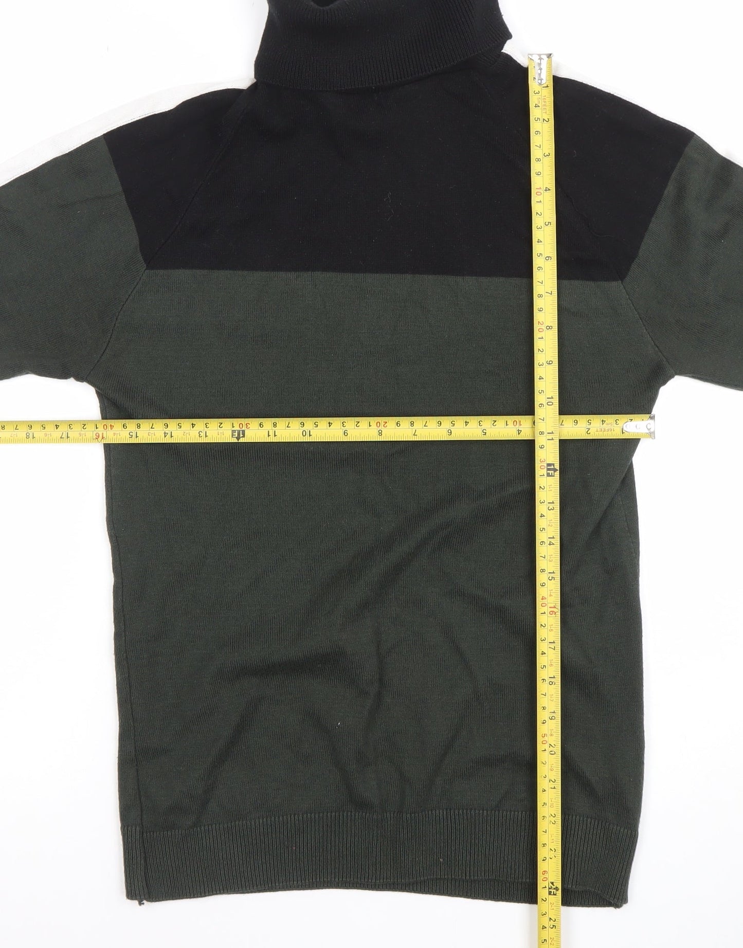 River Island Men's Black Roll Neck Cotton Knit Jumper Size S