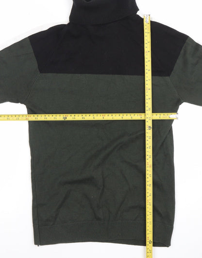 River Island Men's Black Roll Neck Cotton Knit Jumper Size S