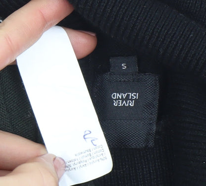 River Island Men's Black Roll Neck Cotton Knit Jumper Size S