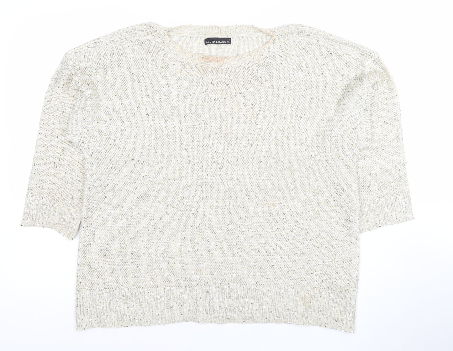 Womens UK Size L David Emanuel Ivory Pullover Jumper