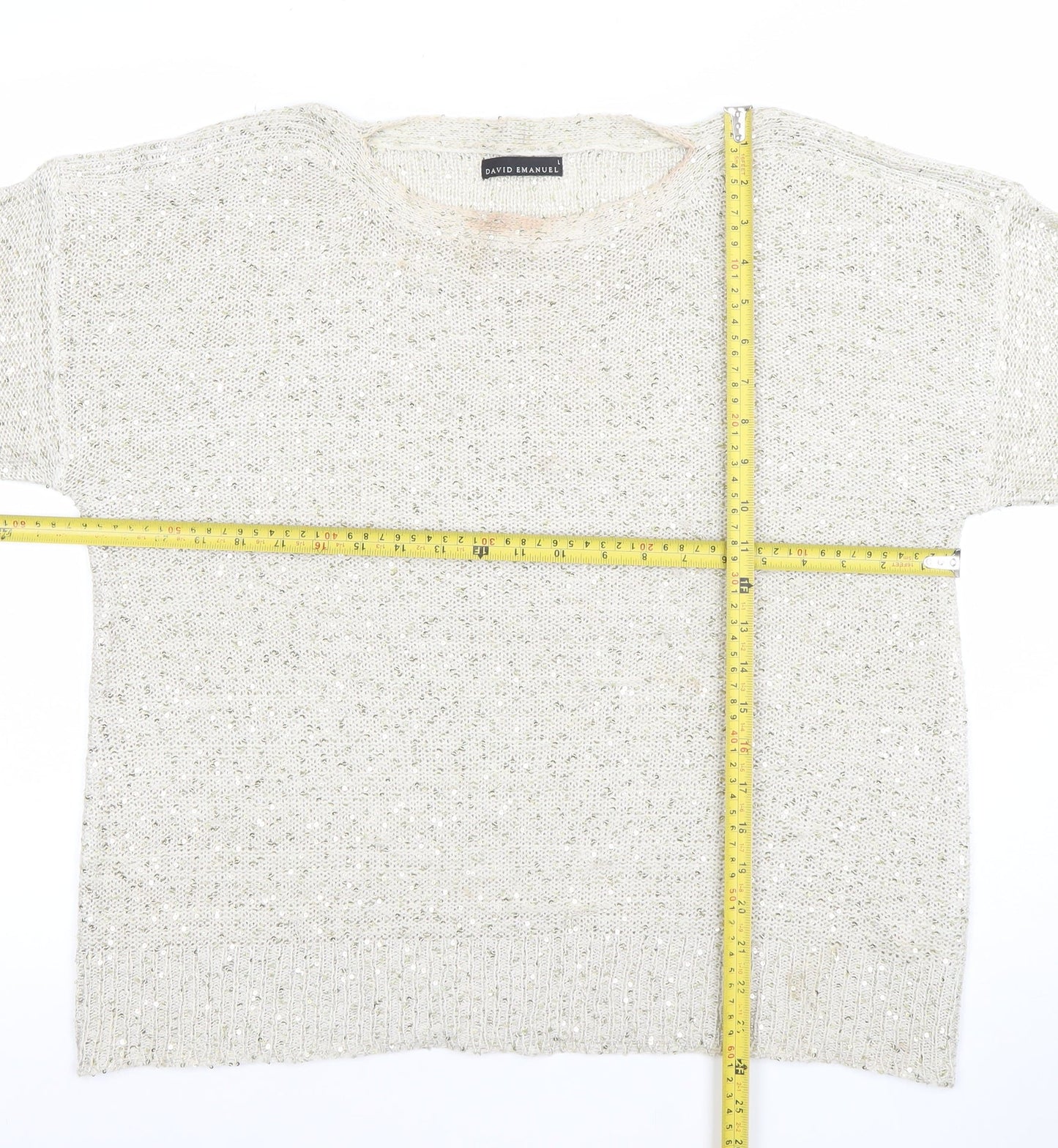 Womens UK Size L David Emanuel Ivory Pullover Jumper