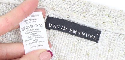 Womens UK Size L David Emanuel Ivory Pullover Jumper