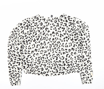 H&M Divided Women's White Animal Print Knit Jumper Size S