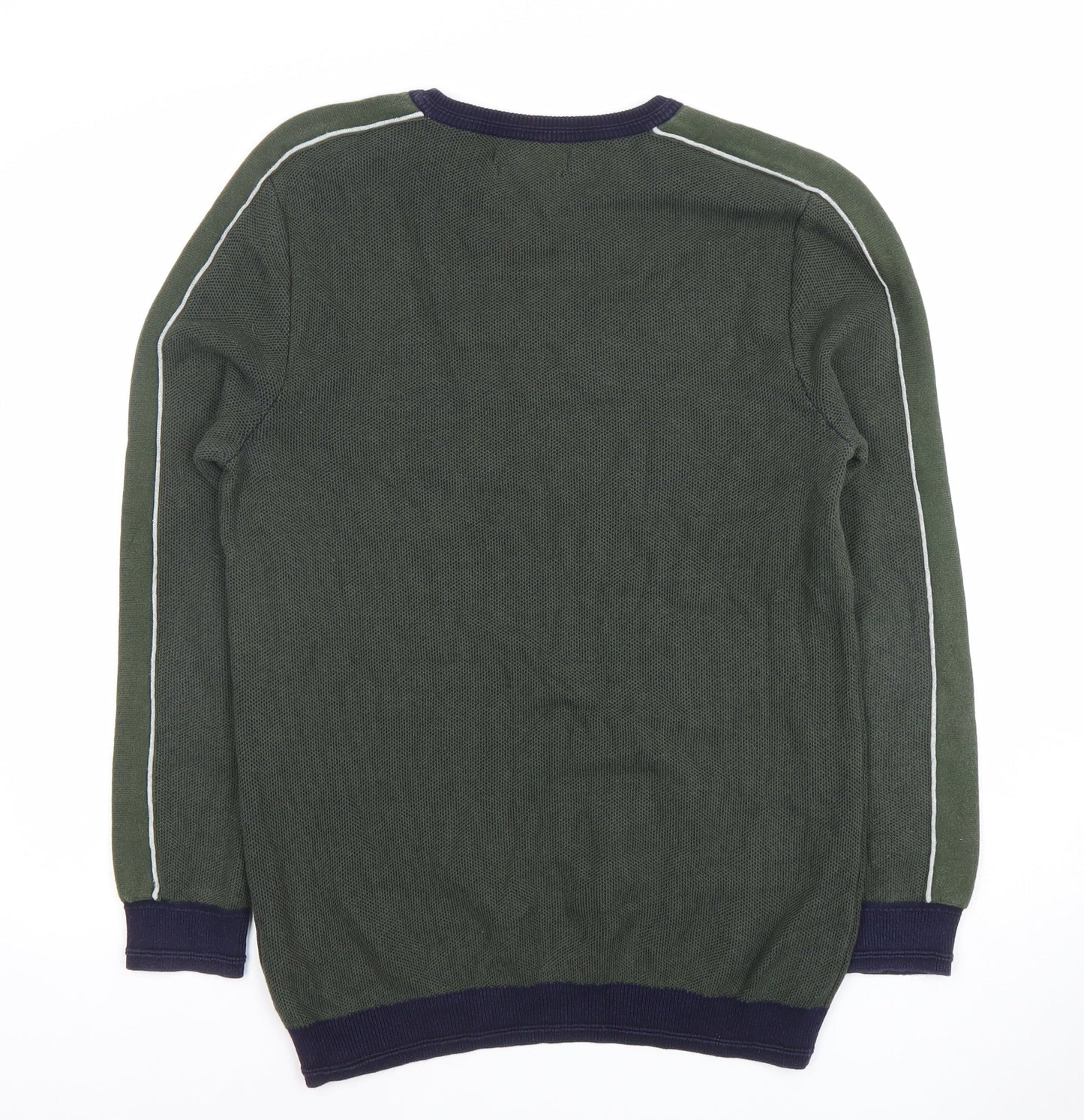 Marks and Spencer Men's Green Cotton Crew Neck Jumper Size L