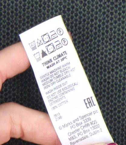 Marks and Spencer Men's Green Cotton Crew Neck Jumper Size L